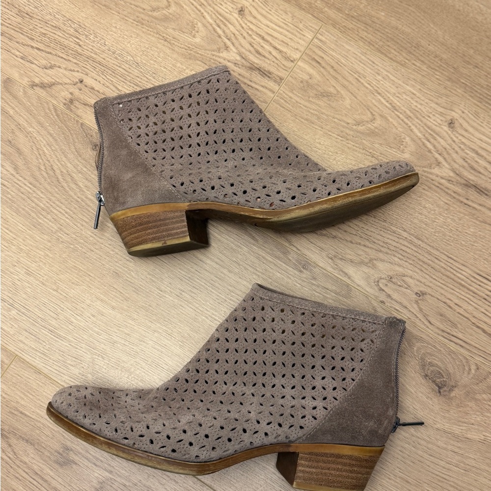 Lucky Brand Taupe Perforated Ankle Booties